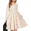 imageGRACE KARIN Girls Fall Long Sleeve Floral Square Neck Smock Tiered Casual Holiday Teen Dress Size 514White Orange Floral
