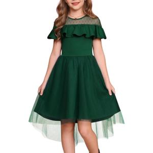imageGRACE KARIN Girls Wedding Party Formal Dress Junior Bridemaid Dresses for Teens Tulle High Low Dress Size 714Green