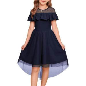 imageGRACE KARIN Girls Wedding Party Formal Dress Junior Bridemaid Dresses for Teens Tulle High Low Dress Size 714Navy Blue