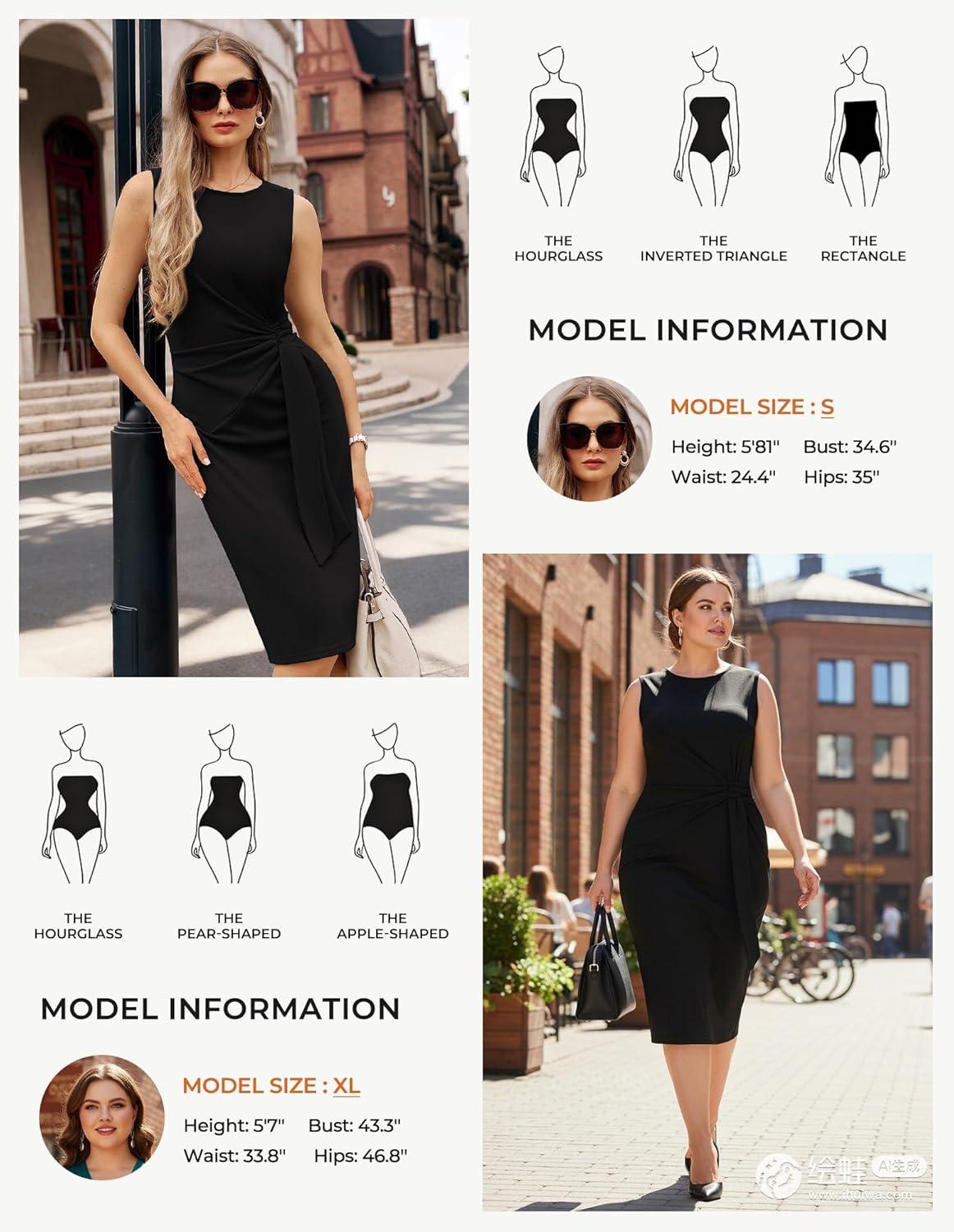 imageGRACE KARIN Work DressBodycon Cocktail Dress for WomenSleeveless Office Business Dresses Knee LengthBlack
