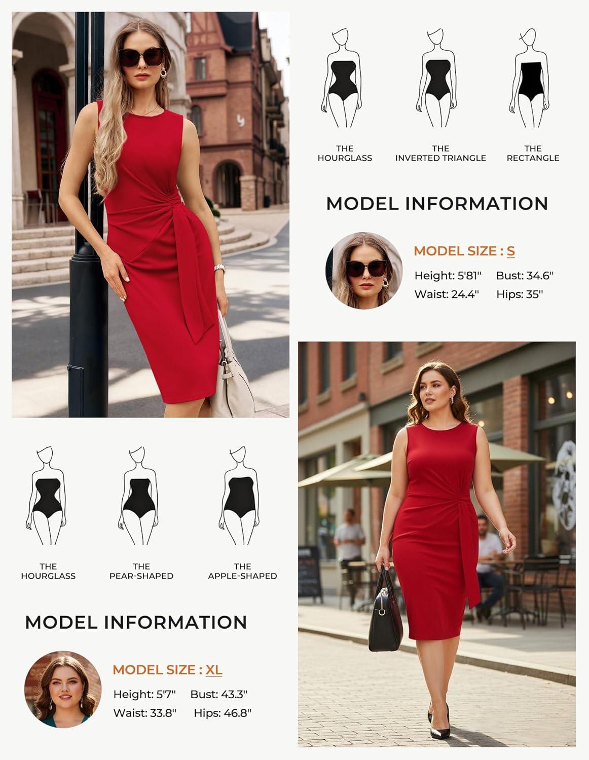 imageGRACE KARIN Work DressBodycon Cocktail Dress for WomenSleeveless Office Business Dresses Knee LengthBright Red