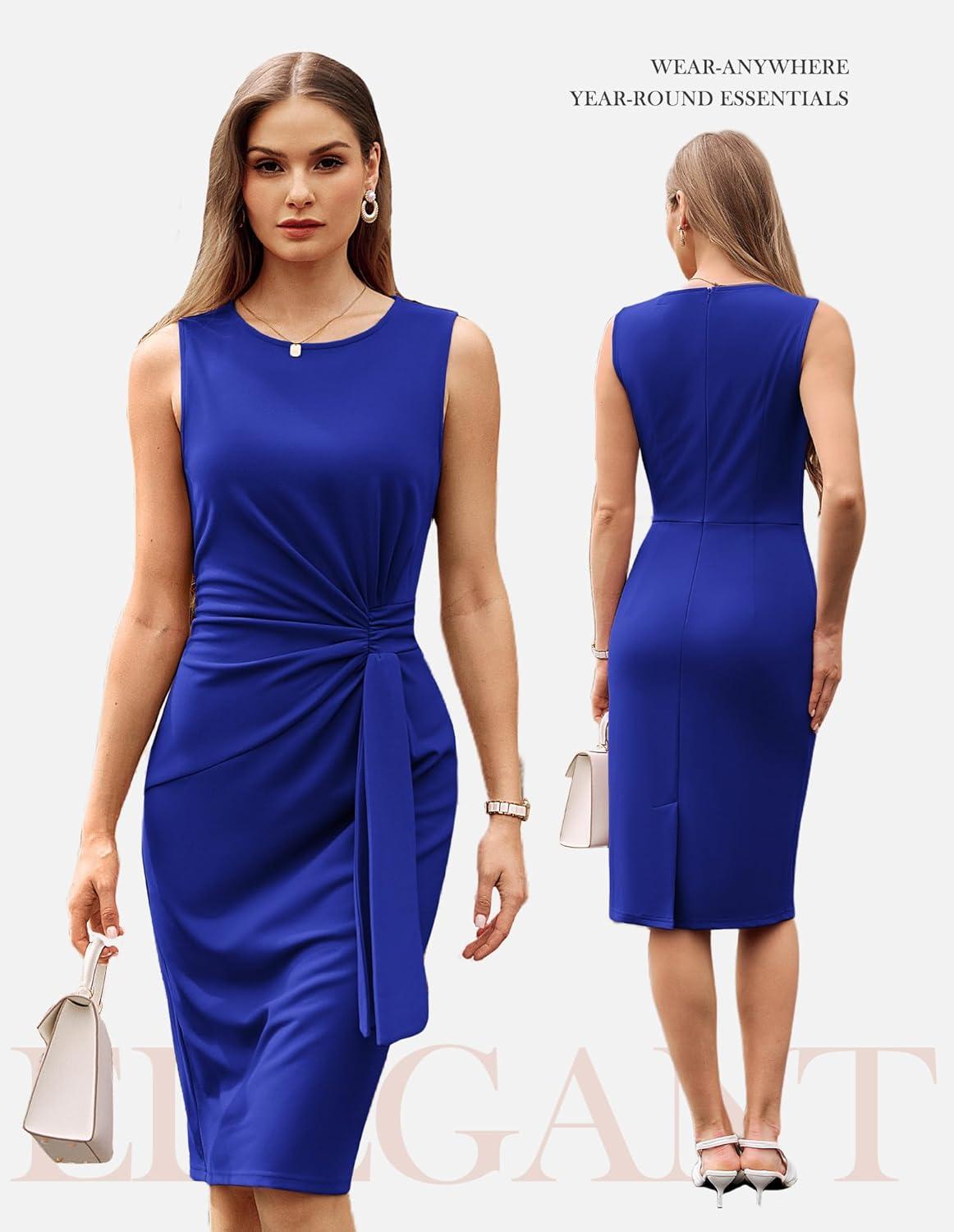 imageGRACE KARIN Work DressBodycon Cocktail Dress for WomenSleeveless Office Business Dresses Knee LengthRoyal Blue