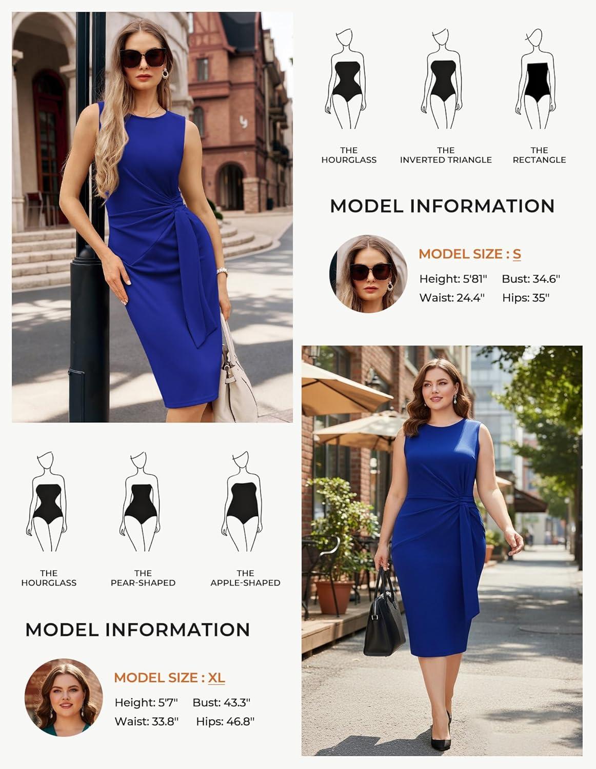imageGRACE KARIN Work DressBodycon Cocktail Dress for WomenSleeveless Office Business Dresses Knee LengthRoyal Blue