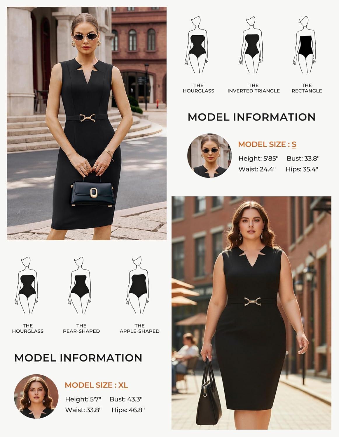 imageGRACE KARIN Work Dresses for Women 2026V Neck Business Office Bodyon DressSleeveless Pencil Semi Formal Midi DressBlack