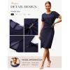 imageGRACE KARIN Work Dresses for Women 2026 Short Sleeve Business Midi Dress Ruched Bodycon Sheath Formal Office OutfitsNavy Blue