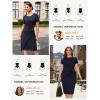 imageGRACE KARIN Work Dresses for Women 2026 Short Sleeve Business Midi Dress Ruched Bodycon Sheath Formal Office OutfitsNavy Blue