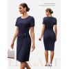 imageGRACE KARIN Work Dresses for Women 2026 Short Sleeve Business Midi Dress Ruched Bodycon Sheath Formal Office OutfitsNavy Blue