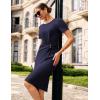 imageGRACE KARIN Work Dresses for Women 2026 Short Sleeve Business Midi Dress Ruched Bodycon Sheath Formal Office OutfitsNavy Blue