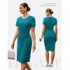 imageGRACE KARIN Work Dresses for Women 2026 Short Sleeve Business Midi Dress Ruched Bodycon Sheath Formal Office OutfitsPeacock Blue