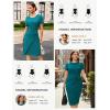 imageGRACE KARIN Work Dresses for Women 2026 Short Sleeve Business Midi Dress Ruched Bodycon Sheath Formal Office OutfitsPeacock Blue