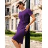 imageGRACE KARIN Work Dresses for Women 2026 Short Sleeve Business Midi Dress Ruched Bodycon Sheath Formal Office OutfitsPurple