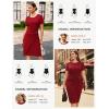 imageGRACE KARIN Work Dresses for Women 2026 Short Sleeve Business Midi Dress Ruched Bodycon Sheath Formal Office OutfitsRed