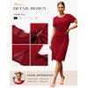 imageGRACE KARIN Work Dresses for Women 2026 Short Sleeve Business Midi Dress Ruched Bodycon Sheath Formal Office OutfitsRed