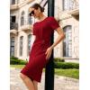 imageGRACE KARIN Work Dresses for Women 2026 Short Sleeve Business Midi Dress Ruched Bodycon Sheath Formal Office OutfitsRed