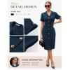 imageGRACE KARIN Work Dresses for Women 2026 Short Sleeve Button Bodycon Dress Pencil Office Midi Dress with PocketsNavy Blue