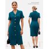 imageGRACE KARIN Work Dresses for Women 2026 Short Sleeve Button Bodycon Dress Pencil Office Midi Dress with PocketsPeacock Blue