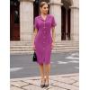 imageGRACE KARIN Work Dresses for Women 2026 Short Sleeve Button Bodycon Dress Pencil Office Midi Dress with PocketsRose Violet