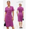 imageGRACE KARIN Work Dresses for Women 2026 Short Sleeve Button Bodycon Dress Pencil Office Midi Dress with PocketsRose Violet