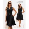 imageGRACE KARIN Work Dresses for Women 2026 V Neck Fit and Flare Midi Dresses Office Business Dress with Belt and PocketsBlack