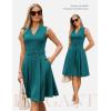 imageGRACE KARIN Work Dresses for Women 2026 V Neck Fit and Flare Midi Dresses Office Business Dress with Belt and PocketsBlue Green