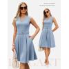 imageGRACE KARIN Work Dresses for Women 2026 V Neck Fit and Flare Midi Dresses Office Business Dress with Belt and PocketsDusty Blue