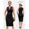 imageGRACE KARIN Work Dresses for Women 2026V Neck Business Office Bodyon DressSleeveless Pencil Semi Formal Midi DressBlack