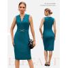 imageGRACE KARIN Work Dresses for Women 2026V Neck Business Office Bodyon DressSleeveless Pencil Semi Formal Midi DressPeacock Blue