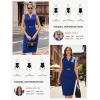 imageGRACE KARIN Work Dresses for Women 2026V Neck Business Office Bodyon DressSleeveless Pencil Semi Formal Midi DressRoral Blue