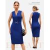 imageGRACE KARIN Work Dresses for Women 2026V Neck Business Office Bodyon DressSleeveless Pencil Semi Formal Midi DressRoral Blue