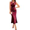 imageGRACE KARIN 2025 Velvet Wedding Guest Dresses for Women Winter Formal Cocktail Maxi Dress Cowl Neck Mermaid Evening GownWine Red