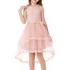 imageGRACE KARIN Flower Girl Dress Kids Wedding Guest Birthday Party Formal Lace Tulle Princess High Low Dresses 510YLight Pink