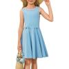 imageGRACE KARIN Girls Party Dress Summer Kids Formal Dresses Sleeveless Midi Wedding Guest DressBlue