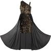 imageGRACE KARIN Girls Sequin Dress One Sleeve Formal Pageant Prom Party Special Occasion Dresses Size 514Black Gold
