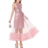 imageGRACE KARIN Girls Sequin Party Dress Formal Sparkly Pageant Tulle Maxi Teen Prom Halter Dresses for 714 YearsPink