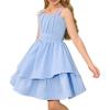 imageGRACE KARIN Girls Summer Cami Dress Casual Party Beach Spaghetti Strap Flowy Tiered Ruched Smocked Sundress 714YearsLight Blue