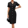 imageGRACE KARIN Work Dresses for Women 2026 Short Sleeve Button Bodycon Dress Pencil Office Midi Dress with PocketsBlack