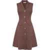 imageGRACE KARIN Work Dresses for Women 2026 Sleeveless Button Business Midi Dress Notch Lapel V Neck Formal Office A Line DressesBrown