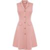 imageGRACE KARIN Work Dresses for Women 2026 Sleeveless Button Business Midi Dress Notch Lapel V Neck Formal Office A Line DressesLight Pink