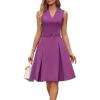 imageGRACE KARIN Work Dresses for Women 2026 V Neck Fit and Flare Midi Dresses Office Business Dress with Belt and PocketsPurple