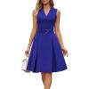 imageGRACE KARIN Work Dresses for Women 2026 V Neck Fit and Flare Midi Dresses Office Business Dress with Belt and PocketsRoyal Blue