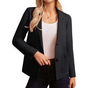imageGRACE KARIN Blazer for Women Business Casual Long Sleeve Sweater Blazers 2025 Knit Office Work OutfitsBlack