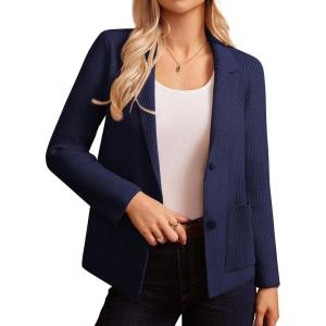imageGRACE KARIN Blazer for Women Business Casual Long Sleeve Sweater Blazers 2025 Knit Office Work OutfitsNavy Blue