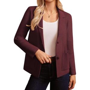 imageGRACE KARIN Blazer for Women Business Casual Long Sleeve Sweater Blazers 2025 Knit Office Work OutfitsWine