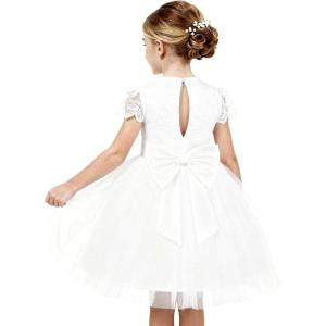 imageGRACE KARIN Flower Girl Dress with Big BowKids Lace Tulle Princess GownWedding Formal Birthday Party Pageant 510YIvory Whisper