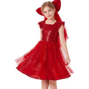 imageGRACE KARIN Girls Party Sequin Dress Size 612Y Kids Birthday Dance Formal Sparkly Dresses Wedding Flower Girl DressRed
