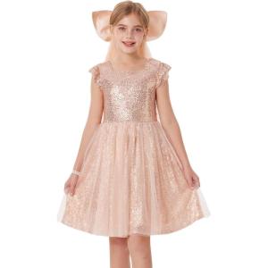 imageGRACE KARIN Girls Party Sequin Dress Size 612Y Kids Birthday Dance Formal Sparkly Dresses Wedding Flower Girl DressRose Gold