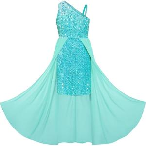 imageGRACE KARIN Girls Sequin Dress One Sleeve Formal Pageant Prom Party Special Occasion Dresses Size 514Light Green