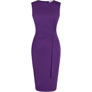 imageGRACE KARIN Work DressBodycon Cocktail Dress for WomenSleeveless Office Business Dresses Knee LengthPurple