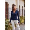 imageFall Pullover Sweater for Women 2024 Slim Fit Wrap VNeck Work Tops Navy Blue XL