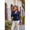 imageFall Pullover Sweater for Women 2024 Slim Fit Wrap VNeck Work Tops Navy Blue XL